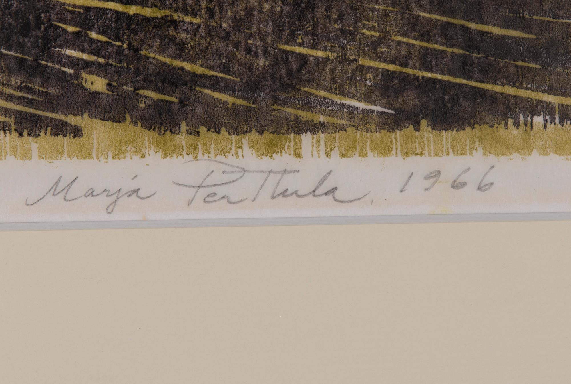 MARJA PERTTULA, puupiirros, signeerattu, päivätty 1966 ja numeroitu III 2/4. Taiteilijan vedos.