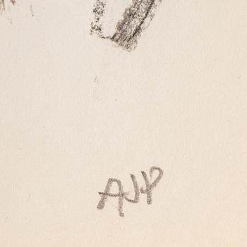 ARVID PETTERSEN, mixed media on paper, signed AJP.