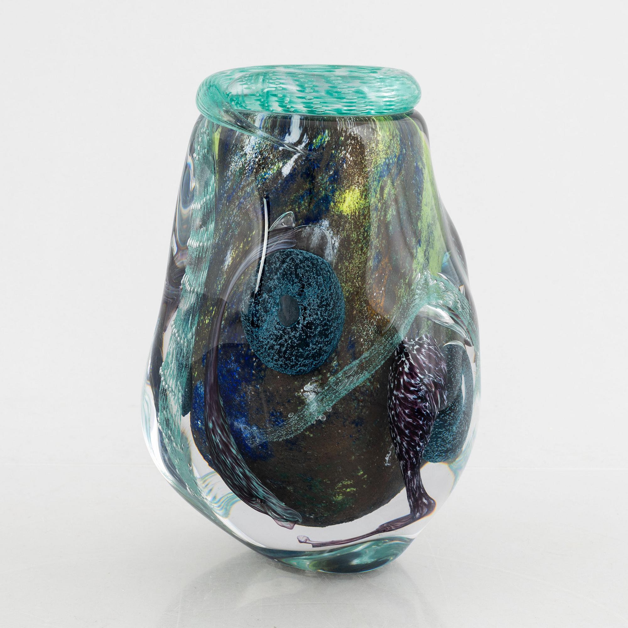Monica Backström, a unique glass vase, 'Ocean Garden'. Kosta Boda.