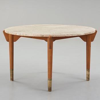 A Swedish Modern travertine top coffee table, mid 20th century.