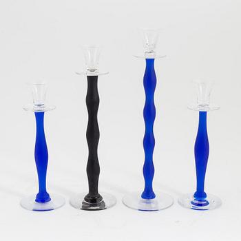 Anne Nilsson, a set of four 'Celeste' glass candlesticks, Orrefors.