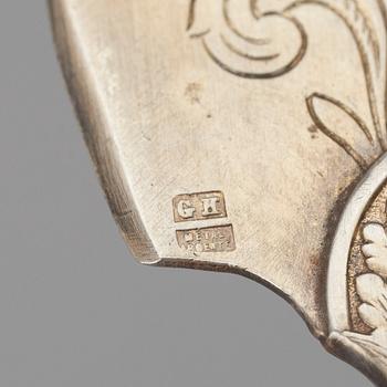 BESTICK, 4 st, skaften silver, bladen metall, Frankrike sekelskiftet 1800/1900.