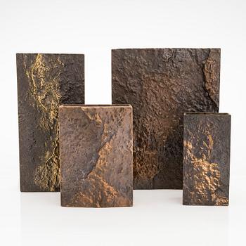 Kaj Blomqvist, four 1970s bronze vases /sculptures for Sievä & Kumppanit Ky,