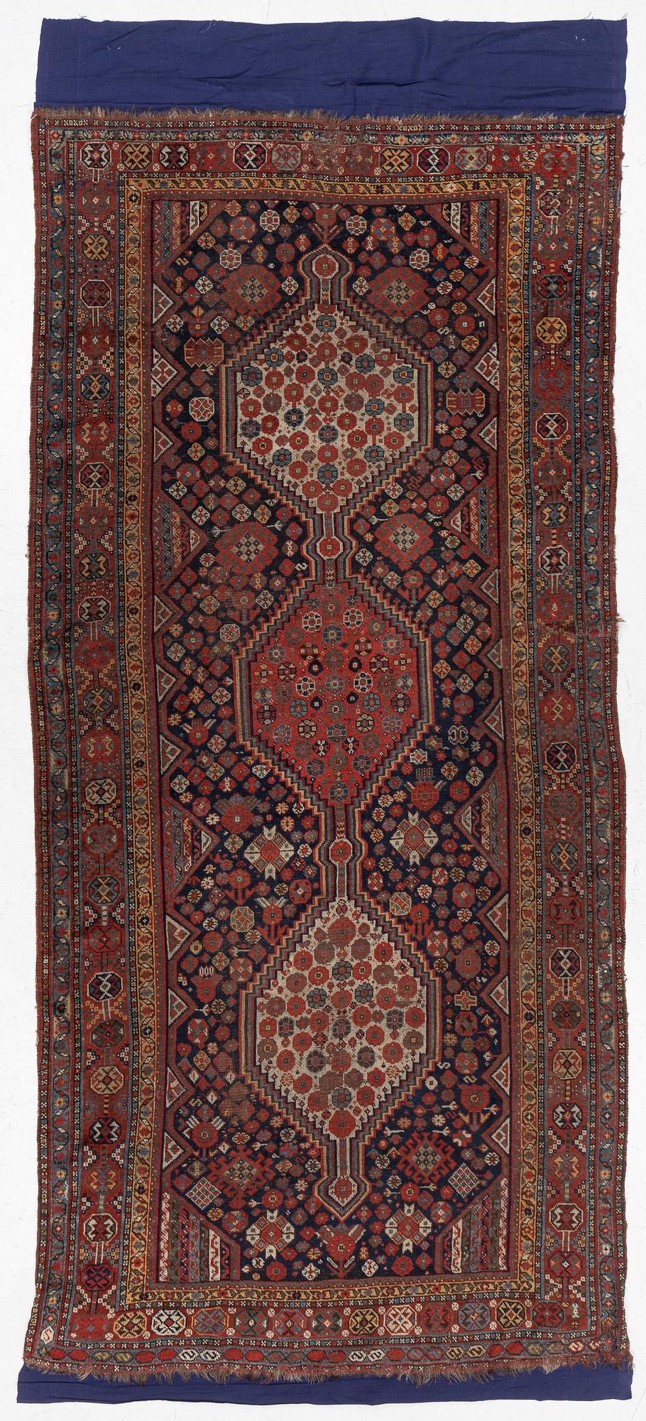 An antique Khamseh runner, southwestern Iran, c. 330 x 157 cm.