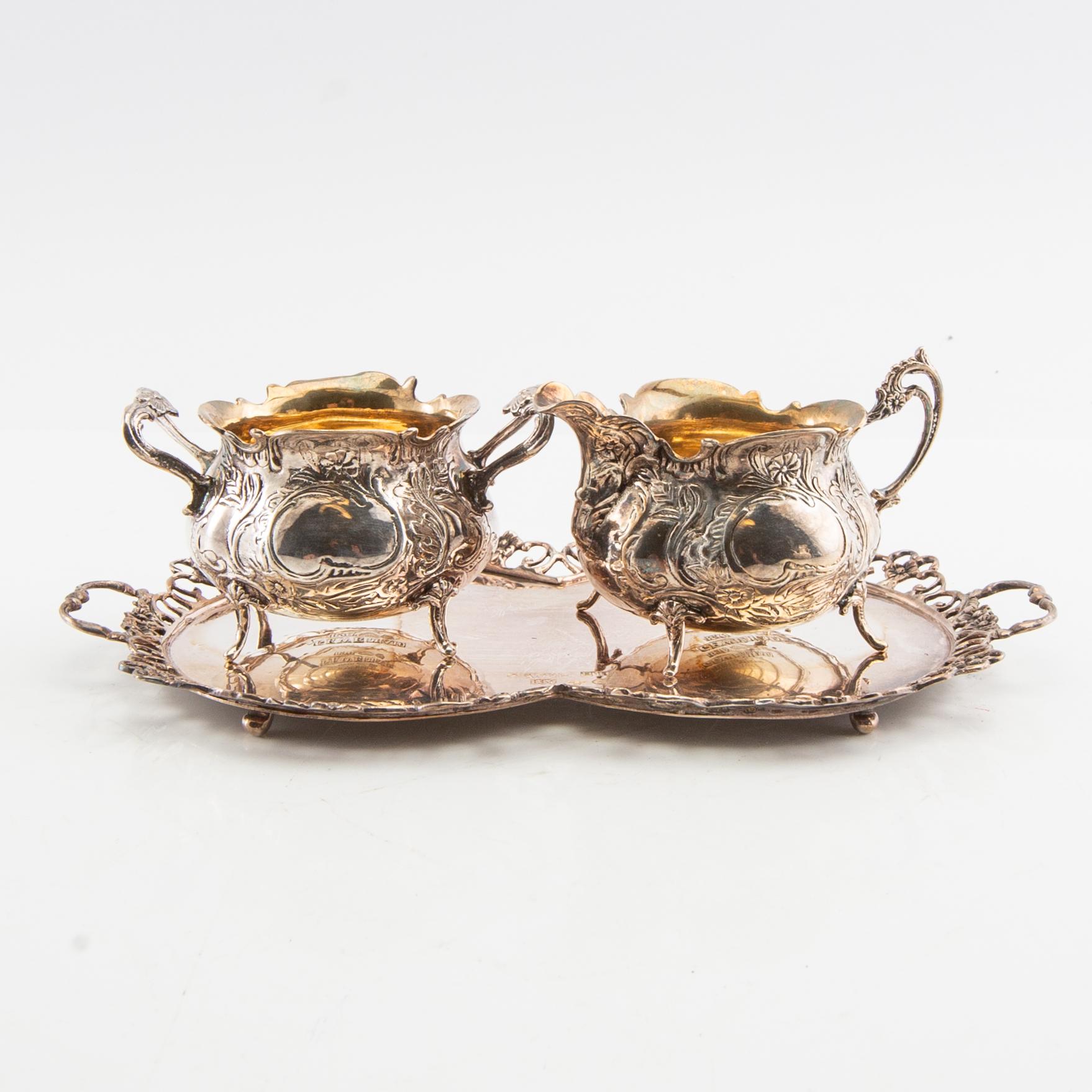 Coffee service 4 dl Rokoko style silver GEWE Malmö 1974/75.