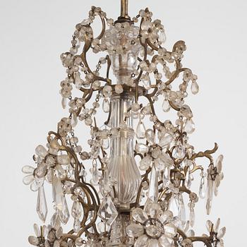 A presumably Italian Baroque and Baroque-style rock crystal and cut-glass six-branch chandelier, 18th century and later.