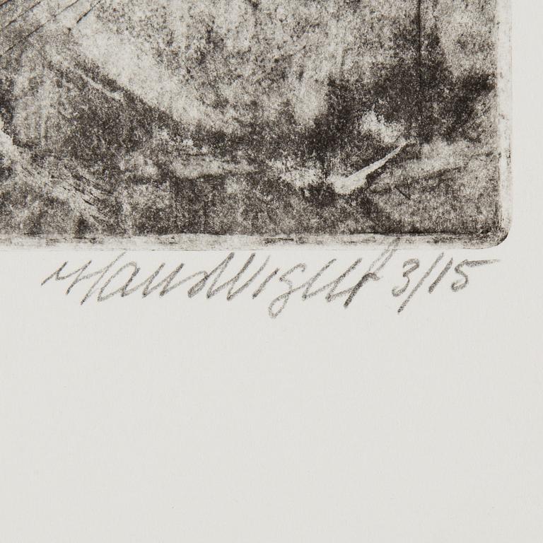 ETCHINGS, 3 pieces, one of wich Hans Wigert.