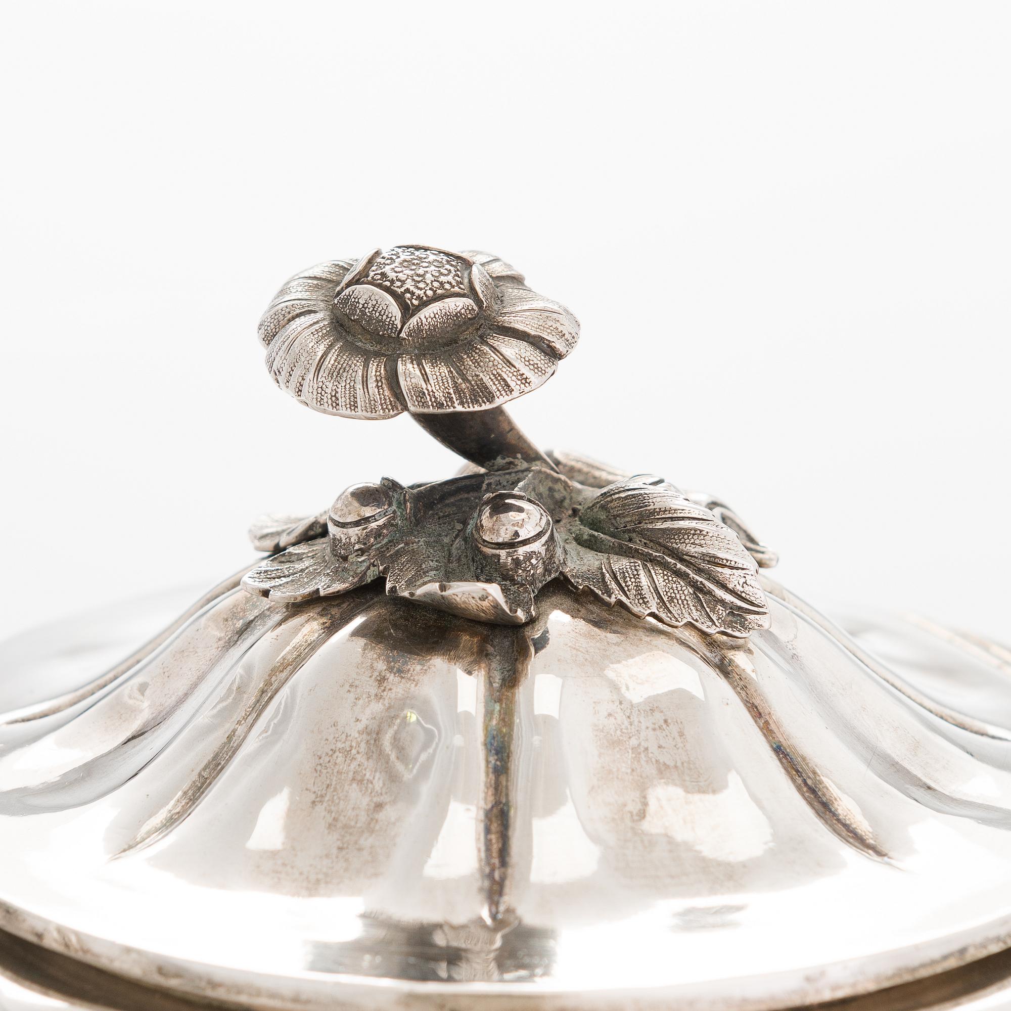 A Swedish 19th-century silver coffee pot, maker's marks of Gustaf Folcker, Stockholm 1844.