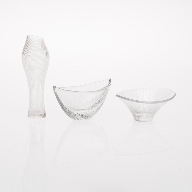 KONSTGLAS, 3 st, signerade Tapio Wirkkala, Iittala.