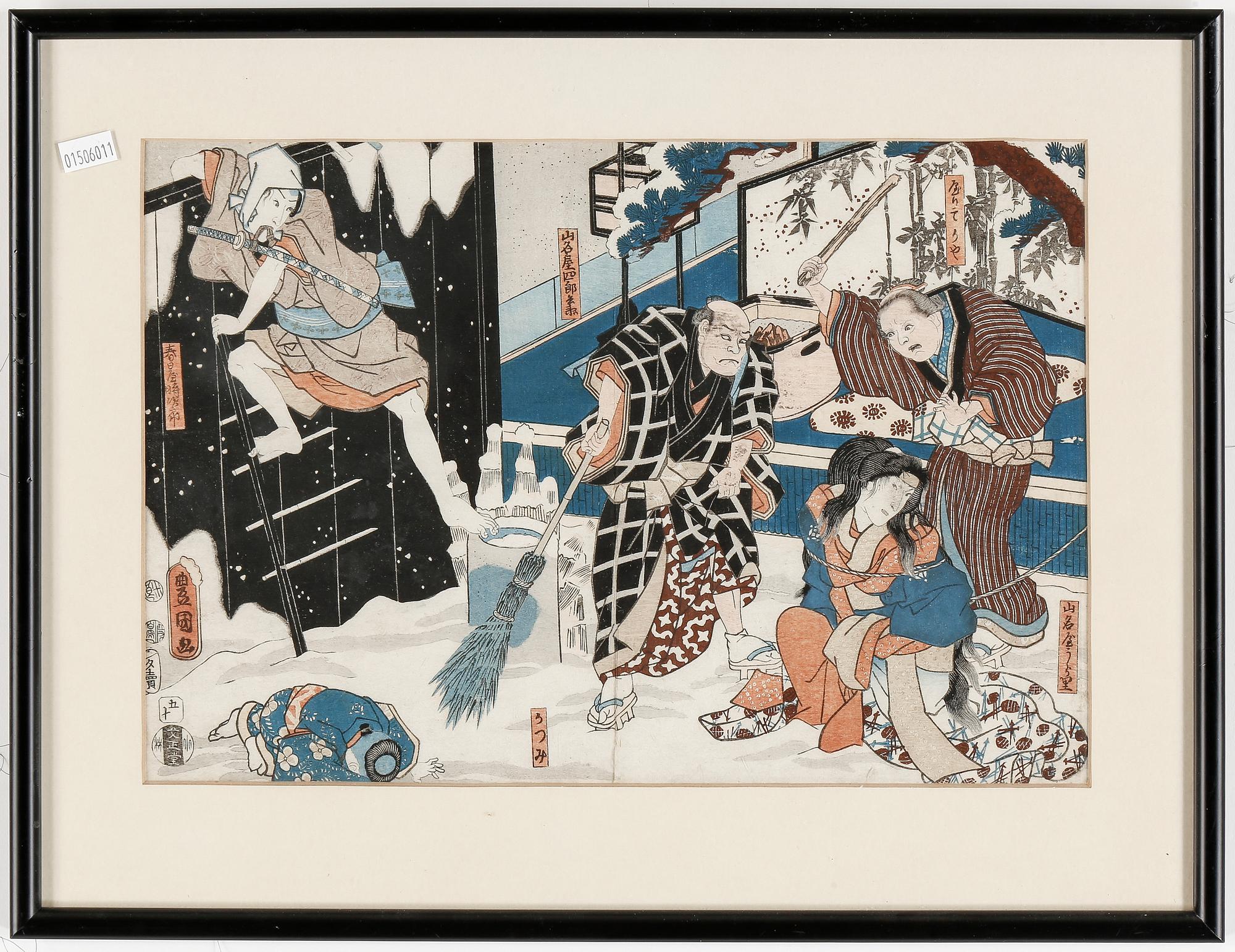 TRÄSNITT, 4 stycken, bland annat Utagawa Hiroshige, Japan, 18/1900-tal.