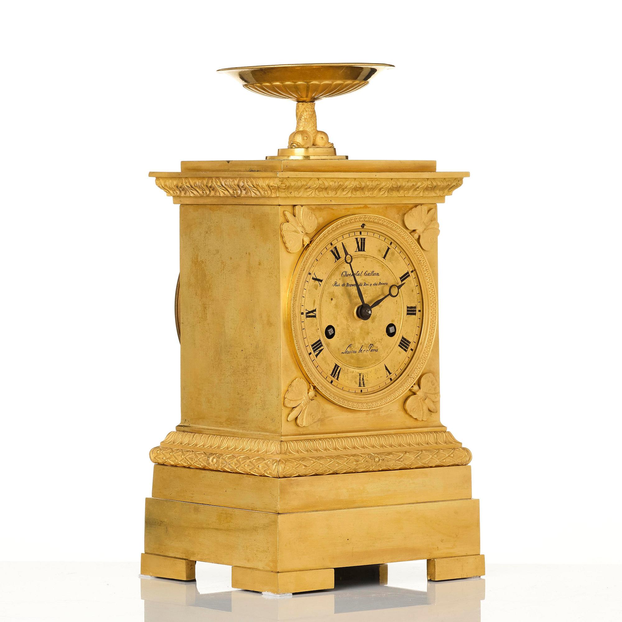 A French Empire ormolu mantel clock by Louis-Isidore Choiselat (master in Paris 1813-47).