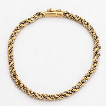 Armband, tvinnad cordellänk, 18K guld/vitguld. Utländsk stämpel.
