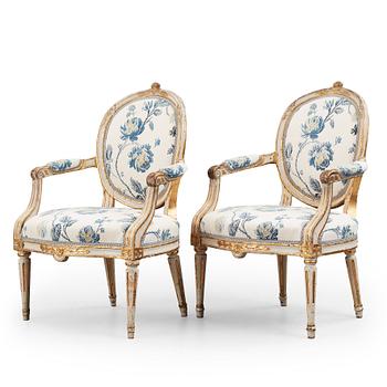 51. A pair of Gustavian armchairs.