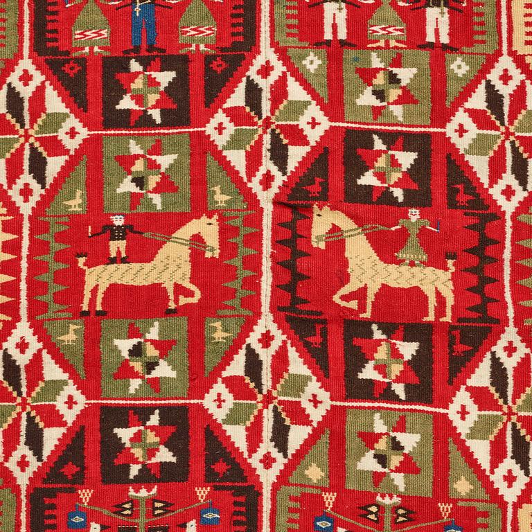 A BED COVER, double-interlocked tapestry, ca 183 x 134,5 cm, Scania  (Skåne) 1853, probably Färs district.