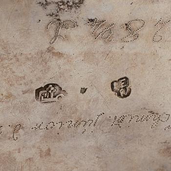 SKRIN, silver, icke identifierade stämplar, sannolikt Tyskland 1700-talets förra hälft. Senbarock.