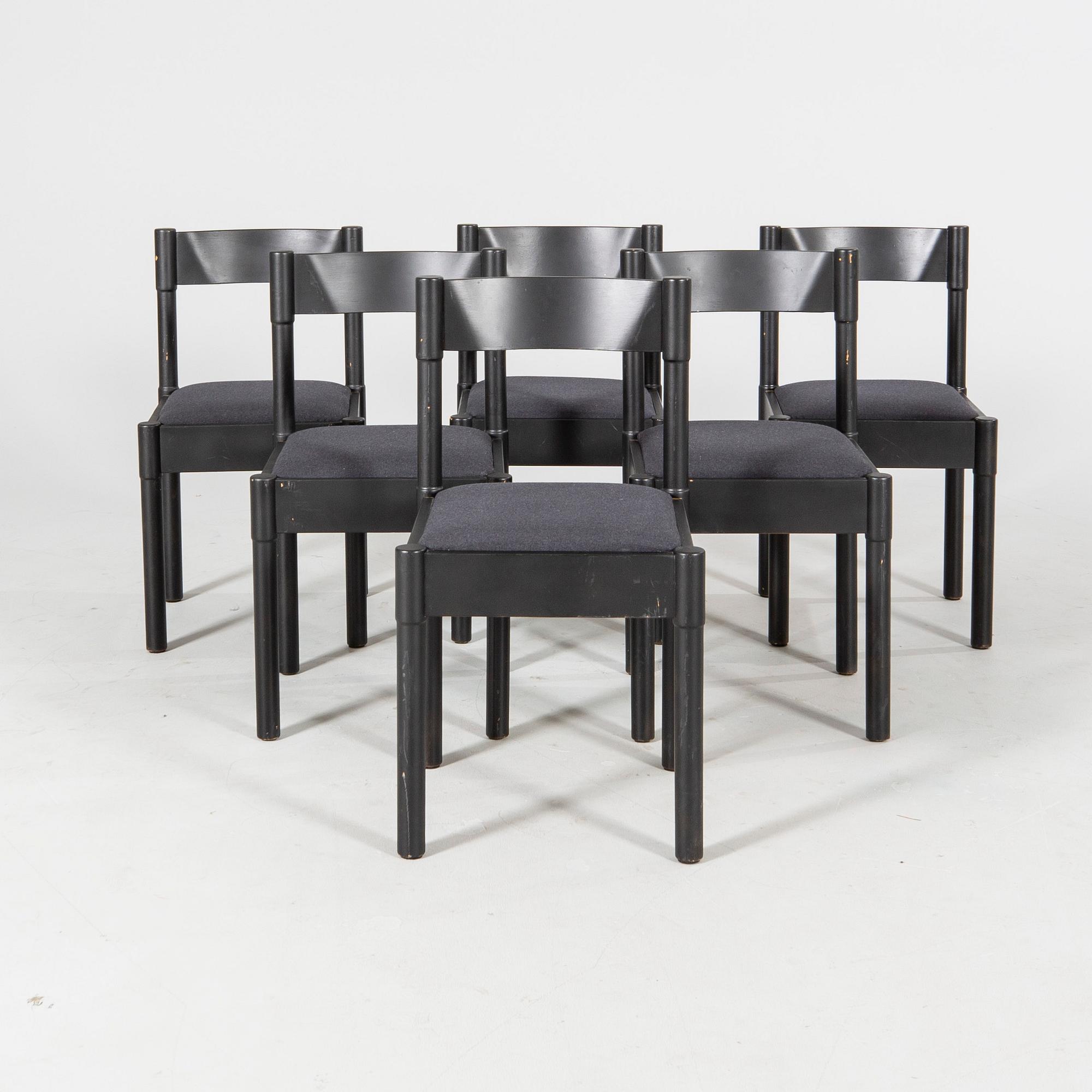 Vico Magistretti, a set of six chairs.
