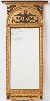 An Empire mirror with console table, attributed to N Frisk (Stockholm 1805-24).