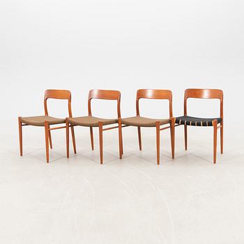 Niels O. Møller, Chairs 4 pcs (3+1). J.L. Møllers Møbelfabrik, Denmark 1950s-1960s.