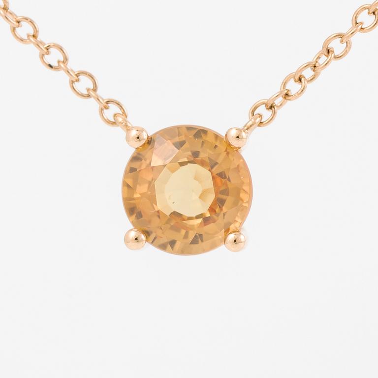 Collier 18K roséguld med orange safir.