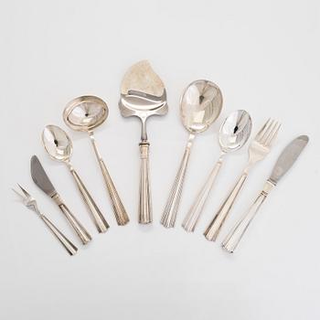 Holger Rasmussen, A 46-piece set of 'Margit' silver (.916) cutlery, Hopeatehdas, Helsinki 1956-68.