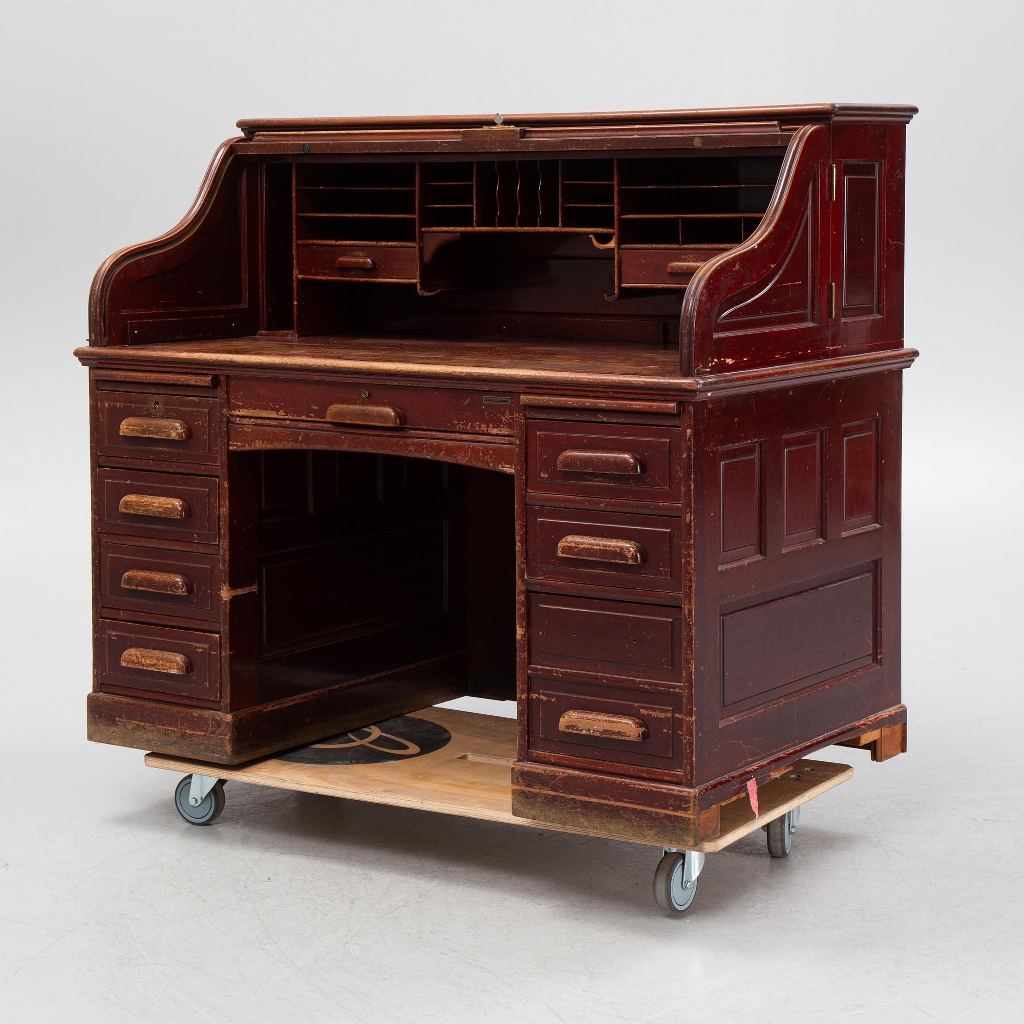 Skrivbord med rullklaff, Åtvidabergs Snickerifabrik, 1900-talets första hälft.