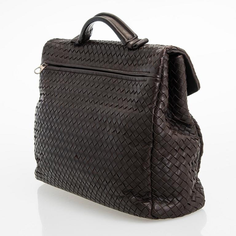 Bottega Veneta, a brown Intrecciato Leather Briefcase.