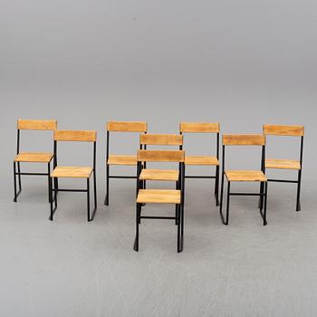 A set of eight Grythyttan chairs. Signed with label "Grythyttans stålmöbler".