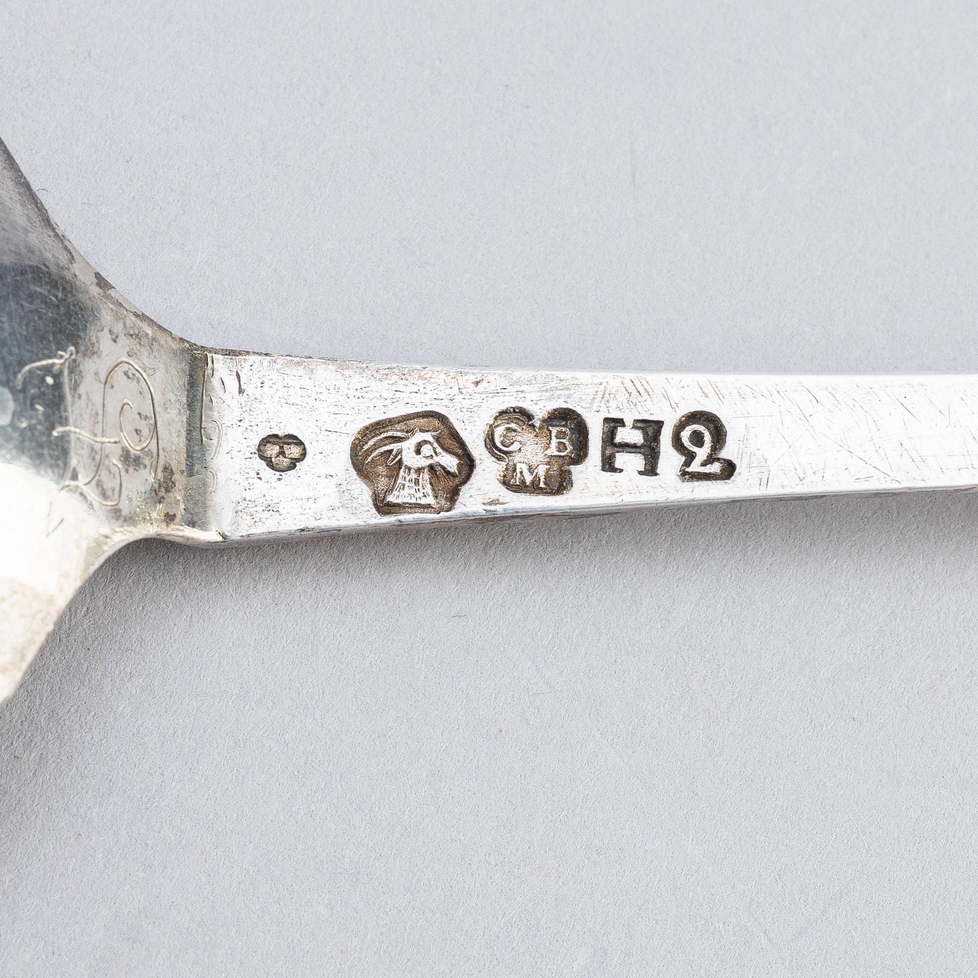 A Swedish 18th century parcel-gilt silver spoon, mark of Christoffer Bauman, Hudiksvall 1790.