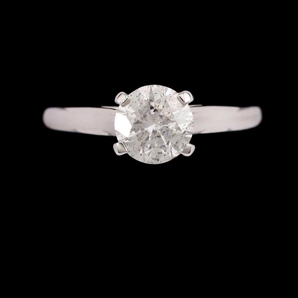 RING, 14 k vitguld, solitär briljantslipad diamant ca 1.30 ct.