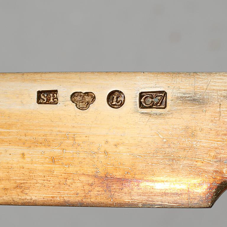 FRUKTBESTICK, 24 delar, silver och trä, Samuel Pettersson, Linköping, 1905-1907.