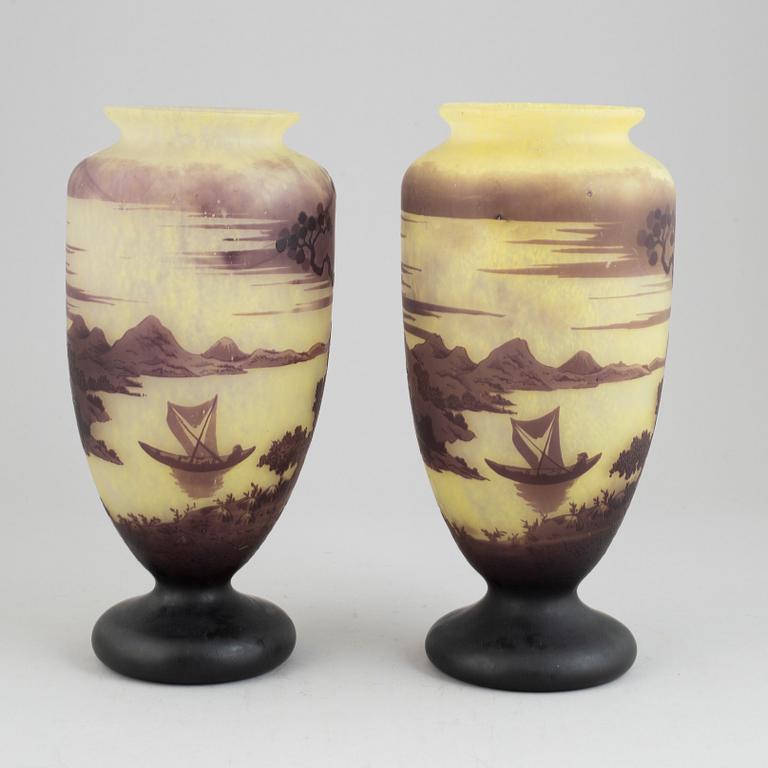 A pair of glass vases, 20th Century.
