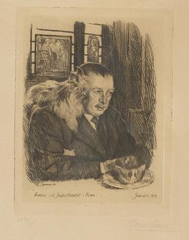 Louis Sparre, etching, 1919, signed 24(75.