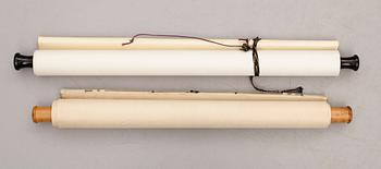 KAKEMONO, 2 st, blandteknik, Japan, 1900-tal.