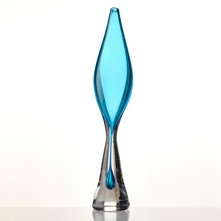 Vicke Lindstrand, a unique glass vase, Kosta, Sweden 1950s.