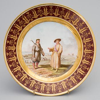 A RUSSIAN PORCELAIN PLATE ROM THE GURIEV SERVICE, Imperial porcelain factory 1809-1816, the time of Alexander I.