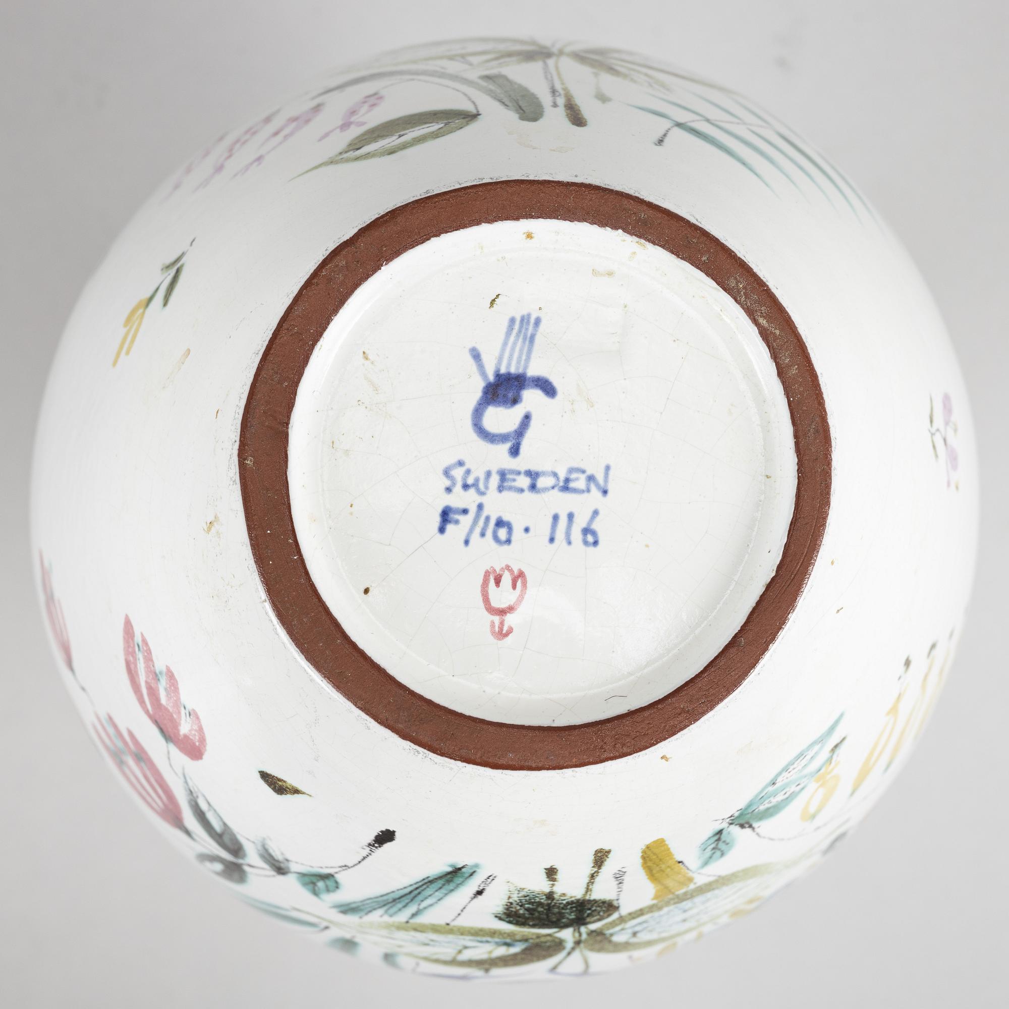 An earthenware vase by Stig Lindberg, Gustavsberg Studio.