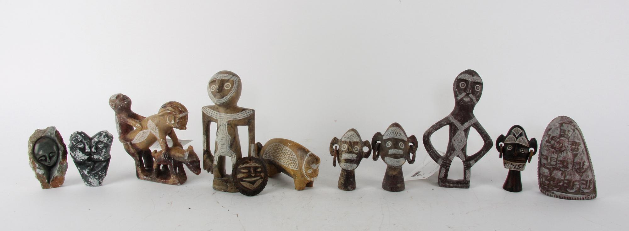 SKULPTURER, 11 st, sten, Afrika.