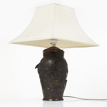 A Japanese bronze table lamp, 20th century.