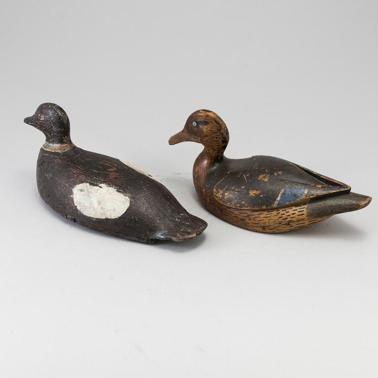 Two painted wood duck decoys early 20th century.