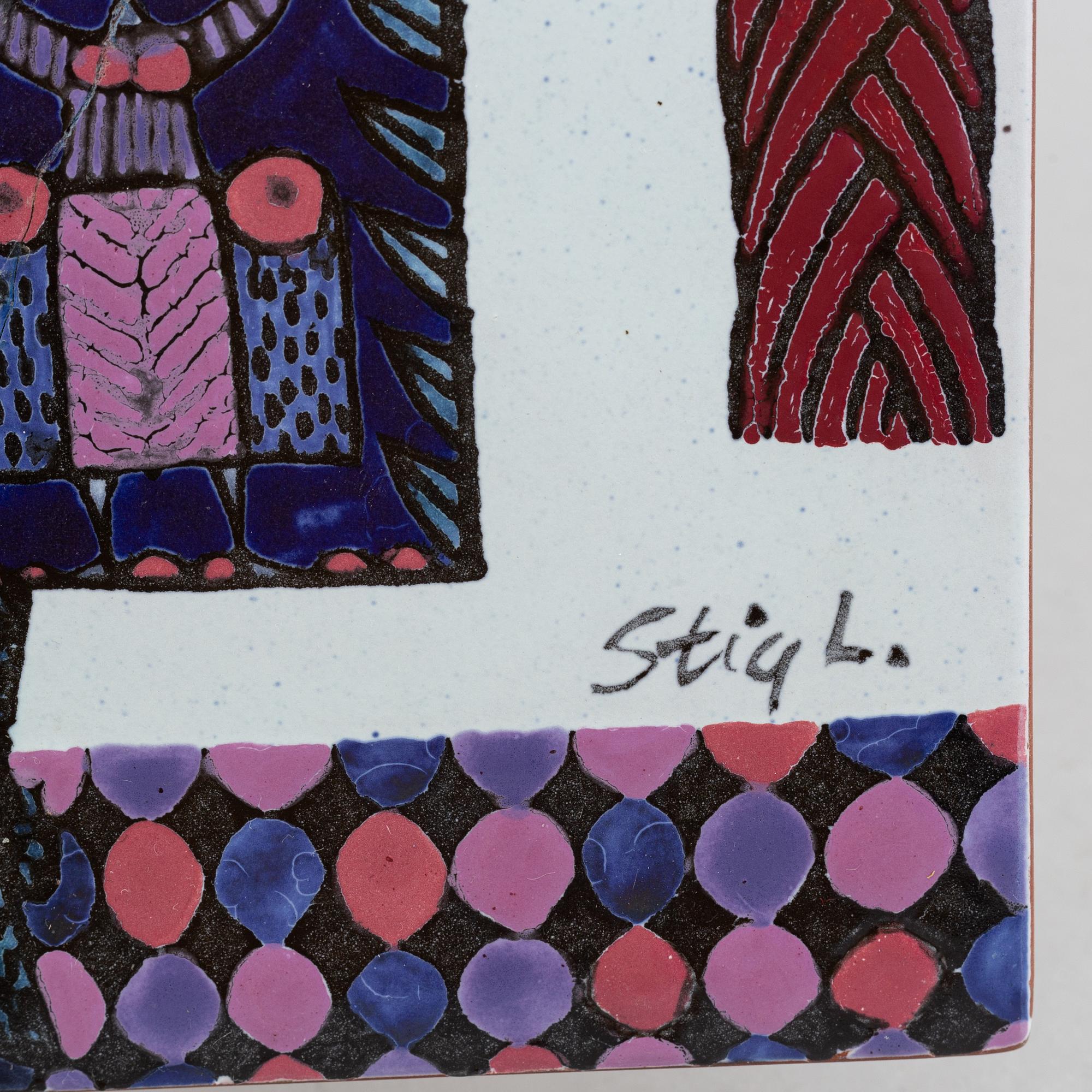 Stig Lindberg, an earthenware wall plaque, 21/40, Gustavsberg Studio.