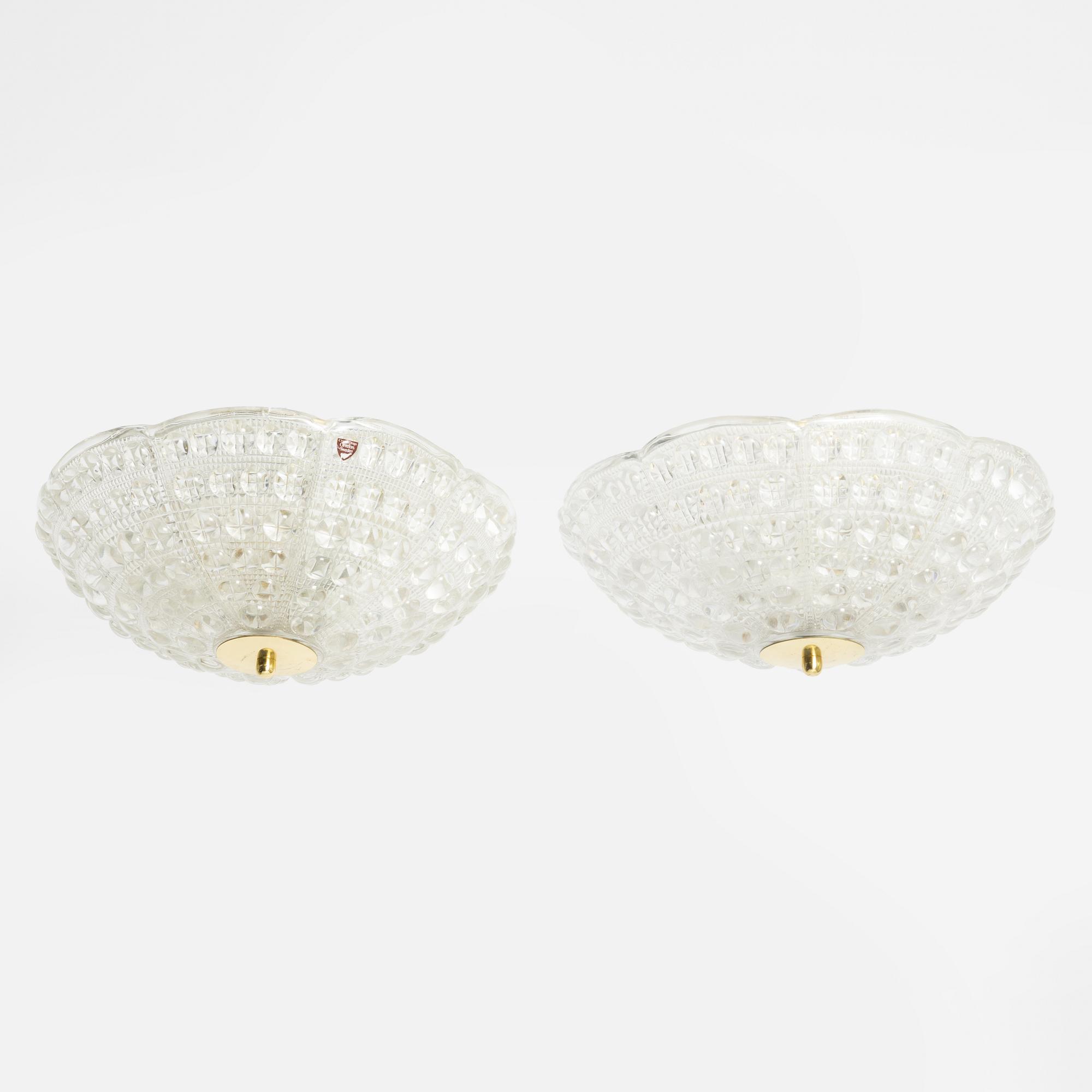 Carl Fagerlund, A pair of ceiling lamps, Orrefors.
