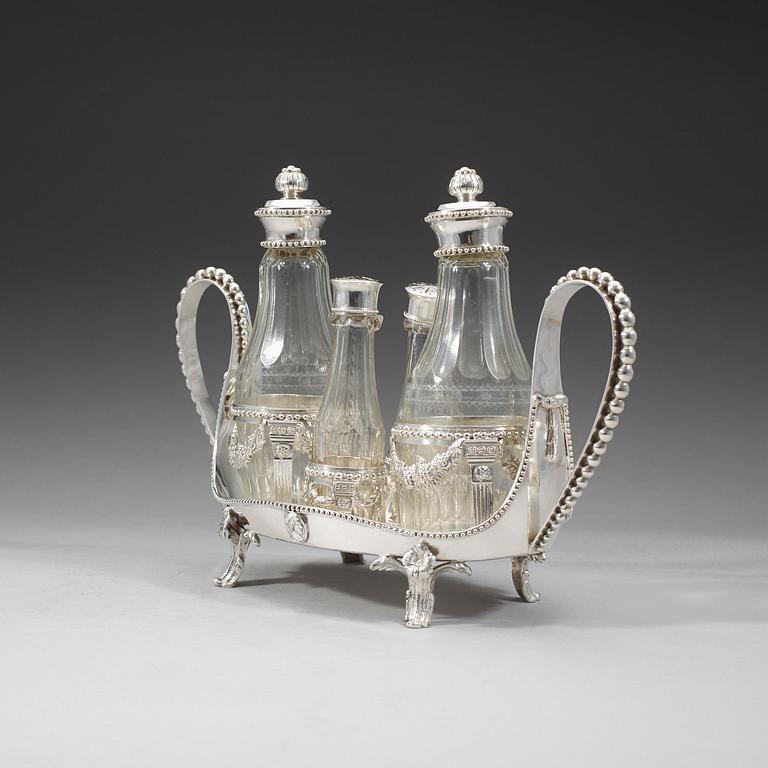 A Swedish 18th century silver cruet-set, Anders Brandt, Norköping 1786.