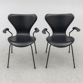 Arne Jacobsen, five 'Seven' armchairs, Fritz Hansen, Denmark, 21st century.