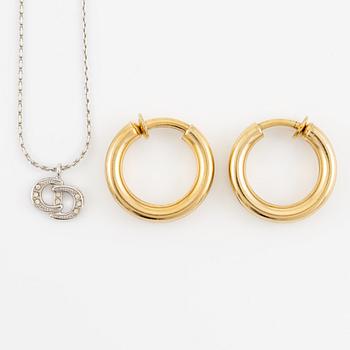 Christian Dior, earrings, a pair and a necklace with a pendant.