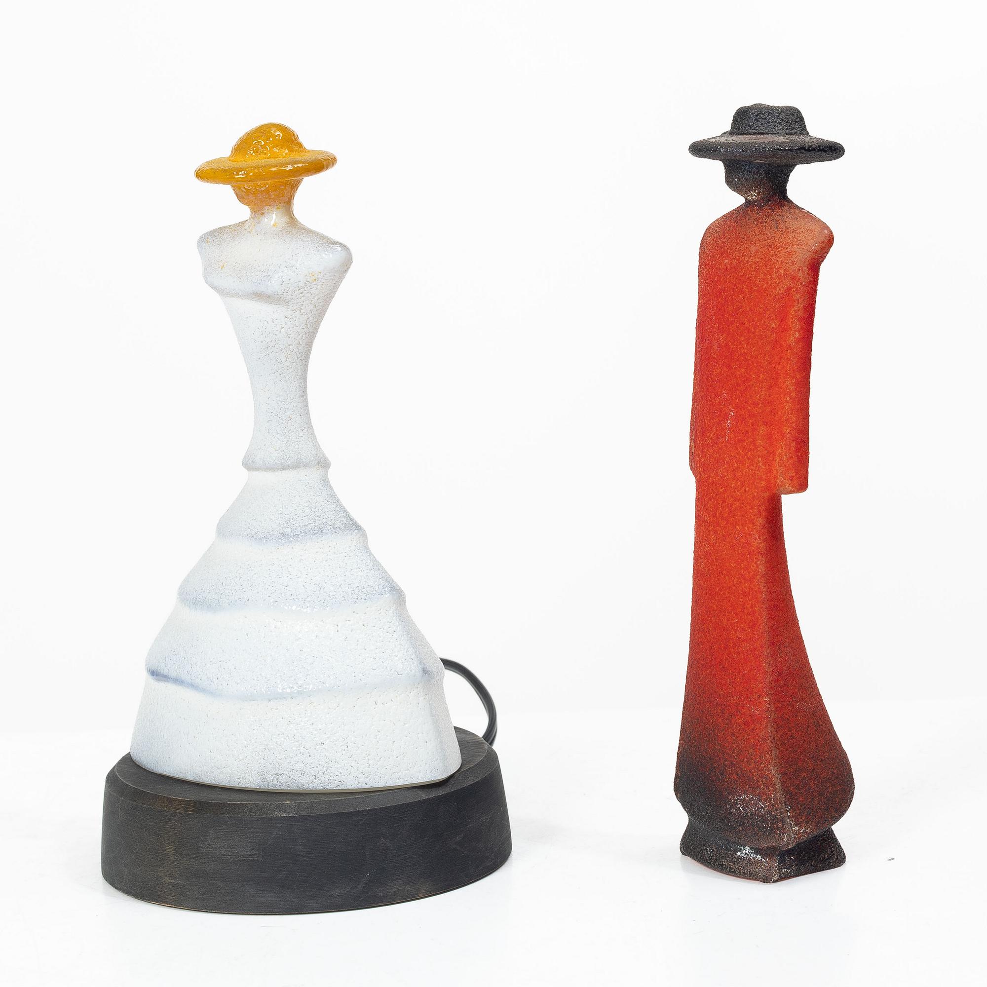 Kjell Engman, figuriner, 2 st, Kosta Boda.