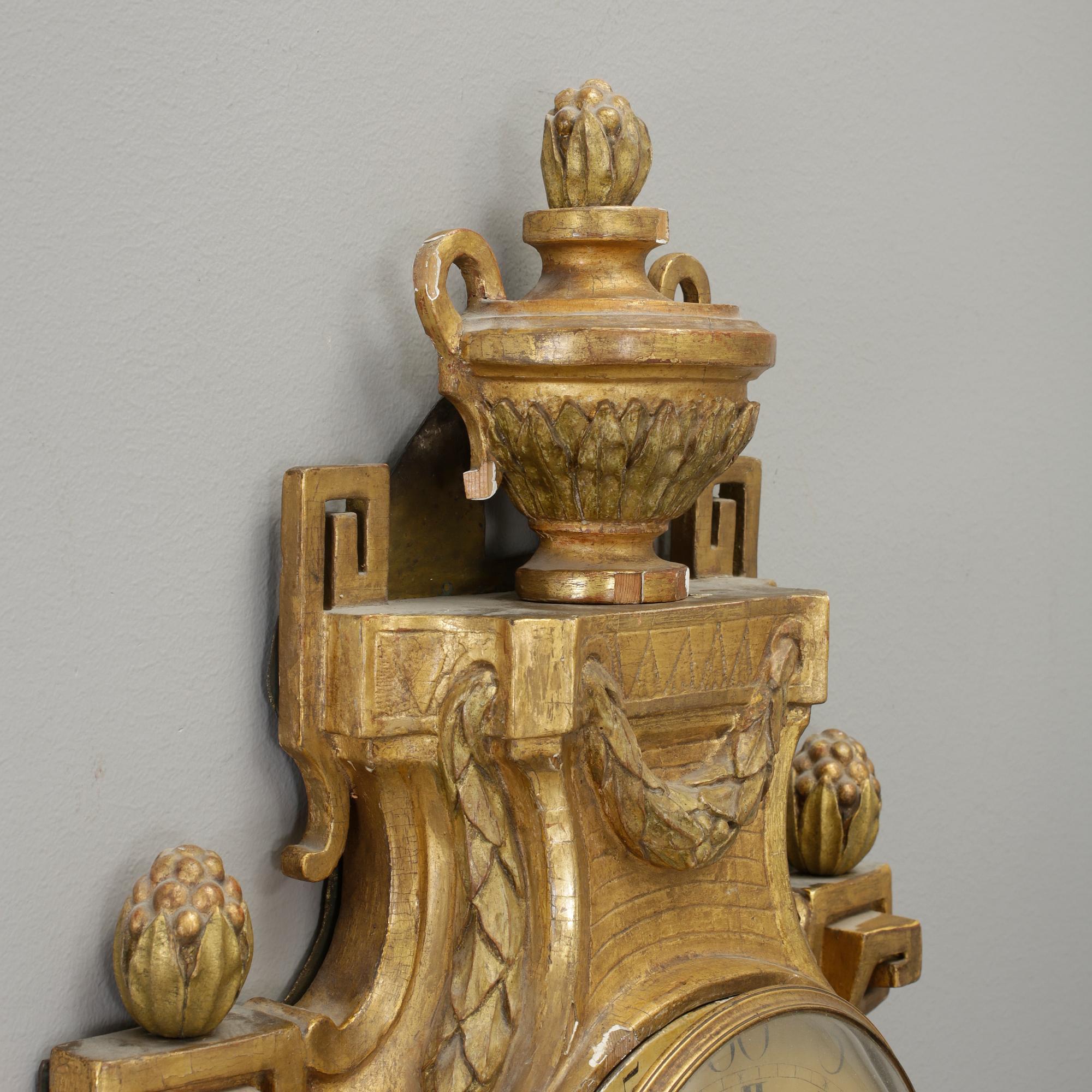 VÄGGPENDYL, gustaviansk, urtavla märkt Lars Åhlström, 1700-talets slut.