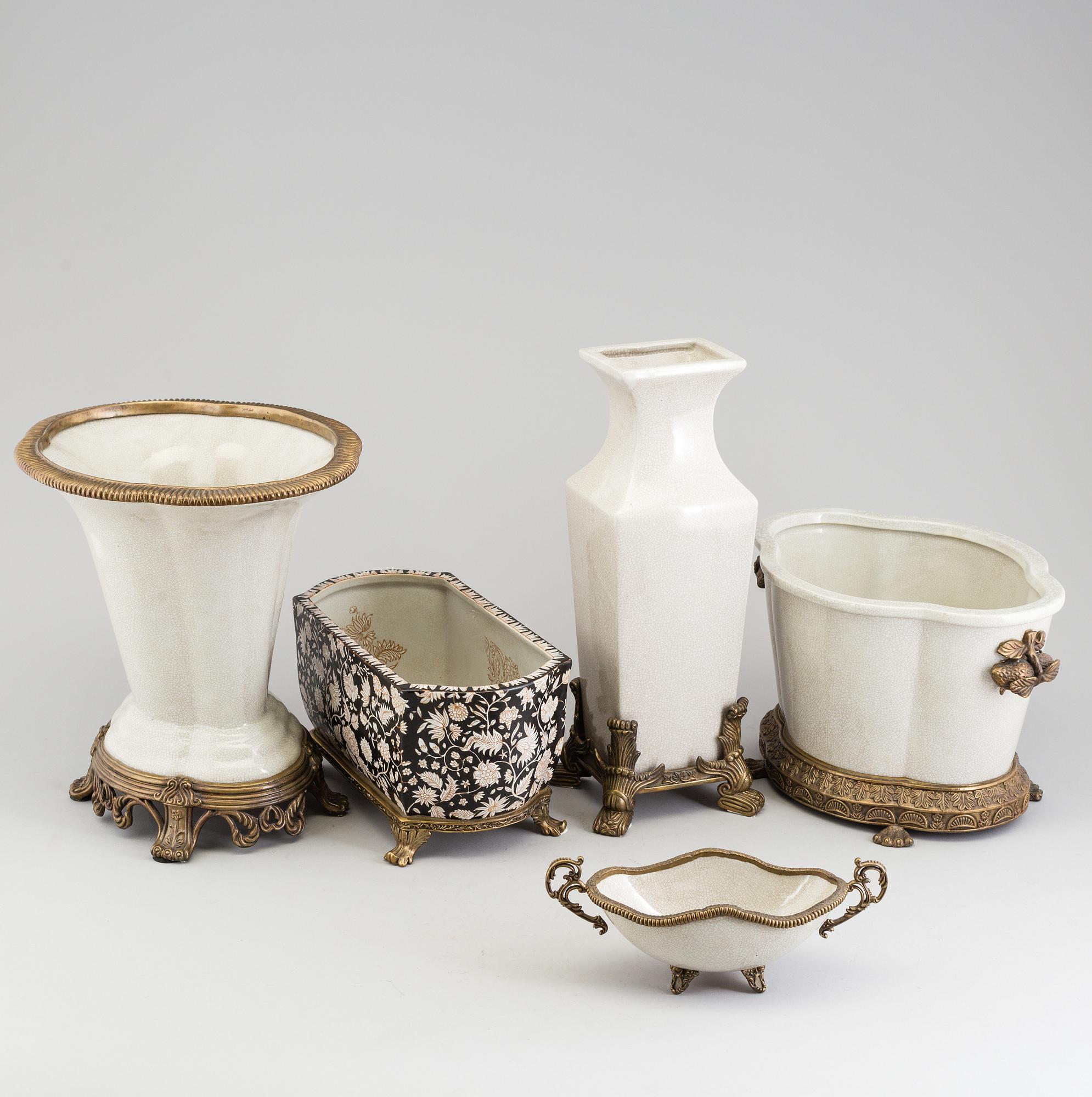 YTTERFODER, JARDINIERE, 5 ST. porslin, G&C, Danmark, 1900-talets andra hälft.