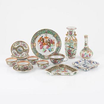 Ten porcelain pieces, mostly Canton, China, 18th-19th century.