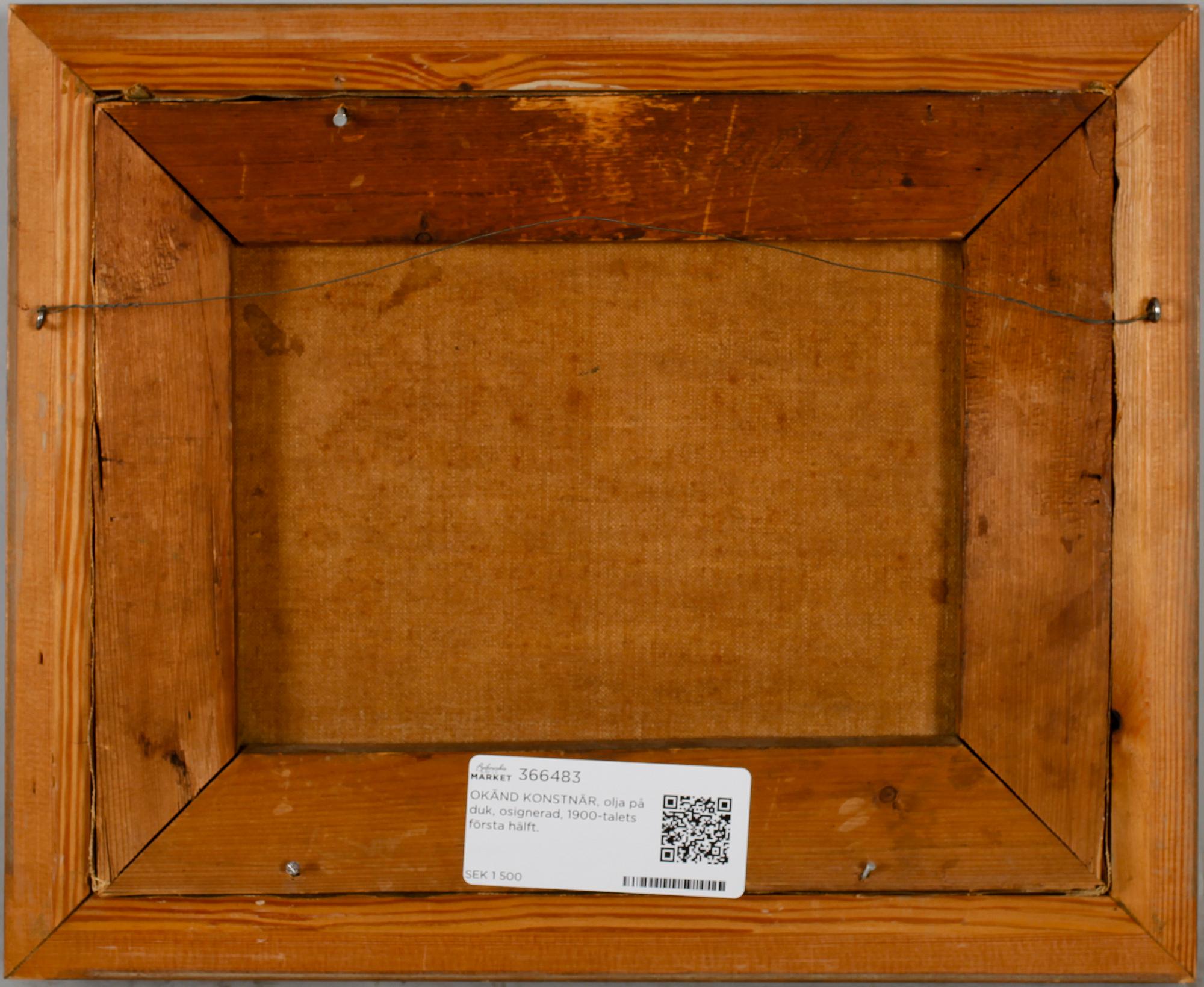 OKÄND KONSTNÄR, olja på duk, osignerad, 1900-talets första hälft.