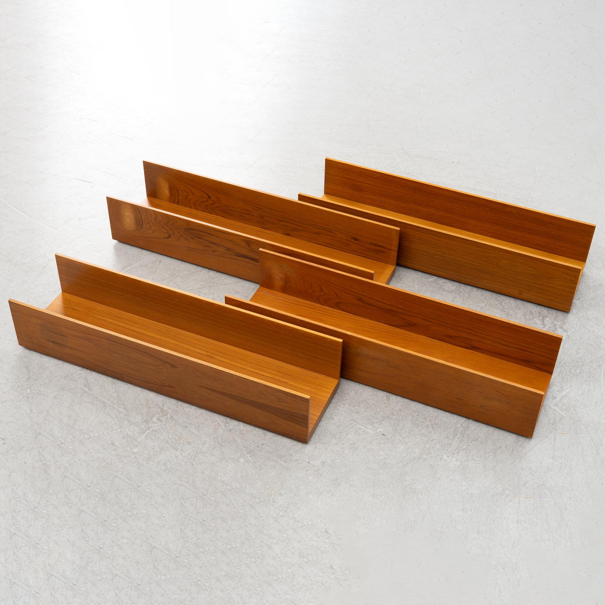 Walter Wirz, four wall shelves, Wilhelm Renz, Germany, 1960's.